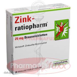 ZINK RATIOPHARM 25 mg Brausetabl., 20 Stk
