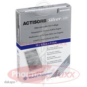 ACTISORB 220 Silver 9,5x6,5 cm steril Kompressen, 10 St